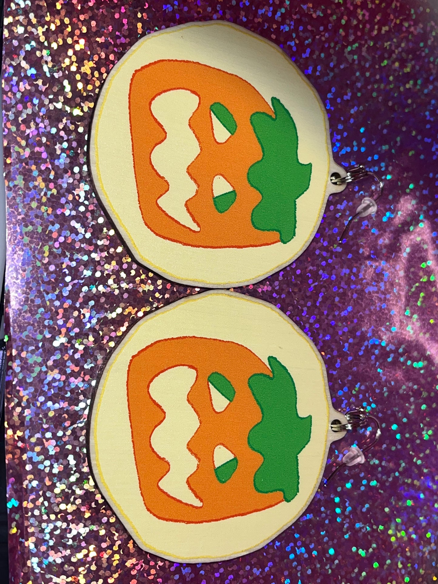 Pumpkin Halloween Cookie Earrings